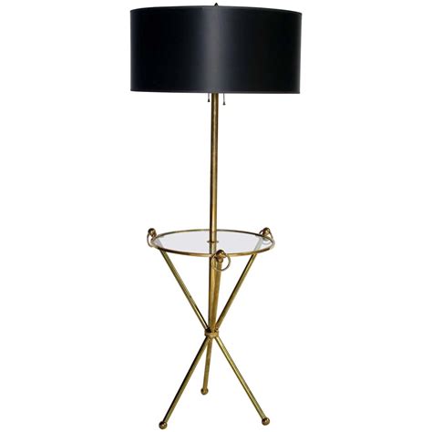 Brass Tripod Floor Lamp With Custom Shade For Sale At 1stdibs Custom Floor Lamp Tripod Floor