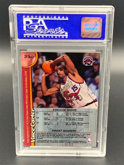 Topps Finest Vince Carter Psa Gem Mint Rookie Ebay