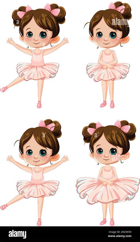 Set Of Cute Ballet Dancer Cartoon Character Illustration Stock Vector Image And Art Alamy