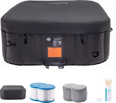Amazon RELXTIME 2 3 Person Inflatable Hot Tub Spa With Energy Efficient Cover Square