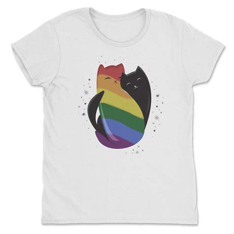 Rainbow Gay Pride Shirt Rainbow Flag Pride Tee Space Moon Cat Gay