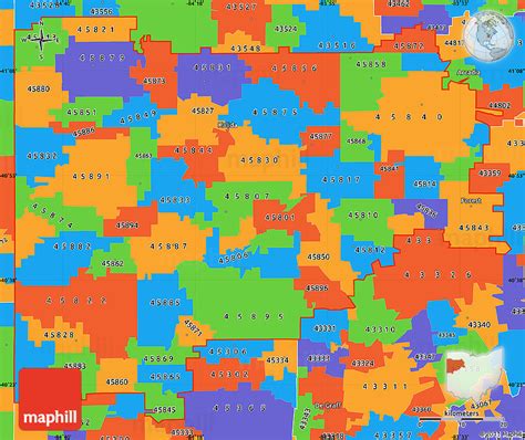 Political Simple Map of ZIP Codes Starting with 458