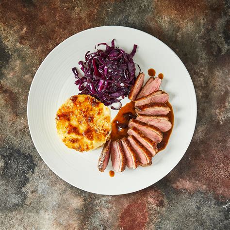 Duck Breast Braised Red Cabbage Potato And Parsnip Gratin Recipe Gousto