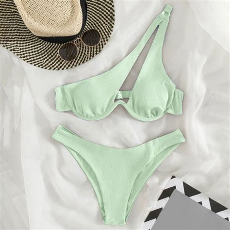 Yanyanz Swim Suits For Women 2025 Sexy Underwire One Shoulder Bikini High Cut Brazilian