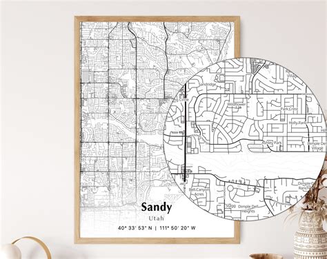 Sandy City Map Print, Sandy Utah Map Poster, USA City Street Map, Map ...