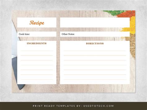 Fancy 4 x 6 recipe card template for Word