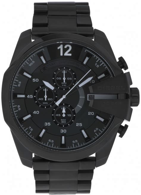 Diesel Mens Mega Chief Chronograph Black Stainless Steel Watch Dz4283