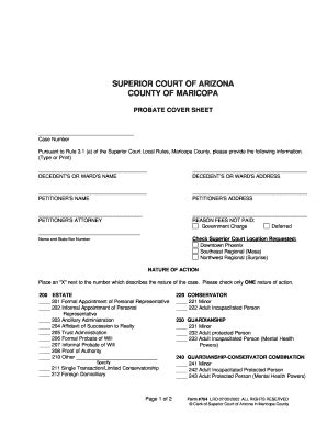 Fillable Online Probate Cover Sheet Pdf Fax Email Print Pdffiller