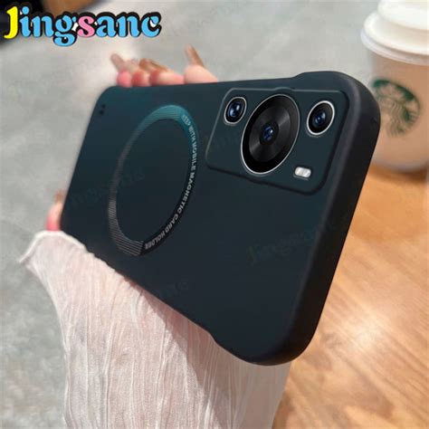 Jingsanc Magsafe ที่ชาร์จแบตแบบไร้สายเคสสำหรับหัวเหว่ย P60 Pro Huawei P60ฮาร์ดพีซีกันกระแทกผิว