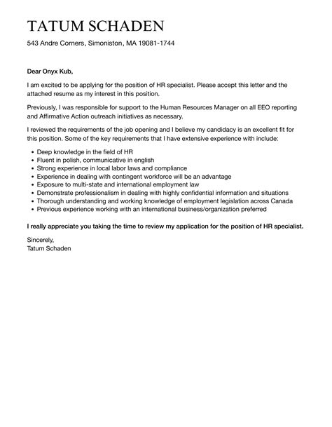 Hr Apprenticeship Cover Letter