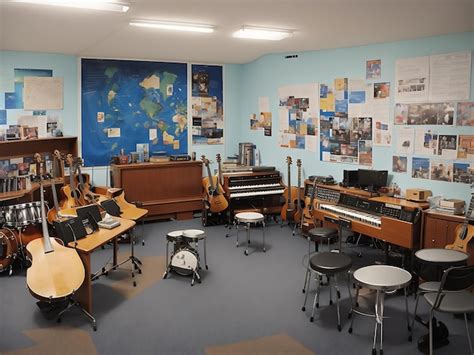 Premium AI Image | A music classroom with instruments 1 generated by AI