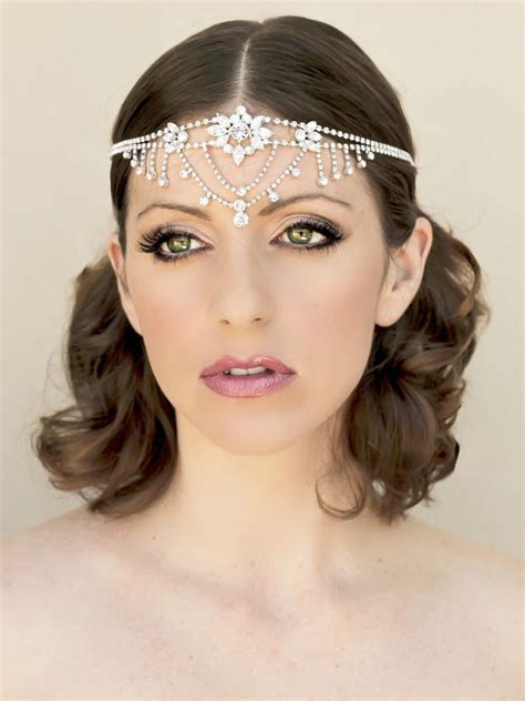 Indian Inspired Rhinestone Bridal Forehead Headpiece ~ Aruna Bridal