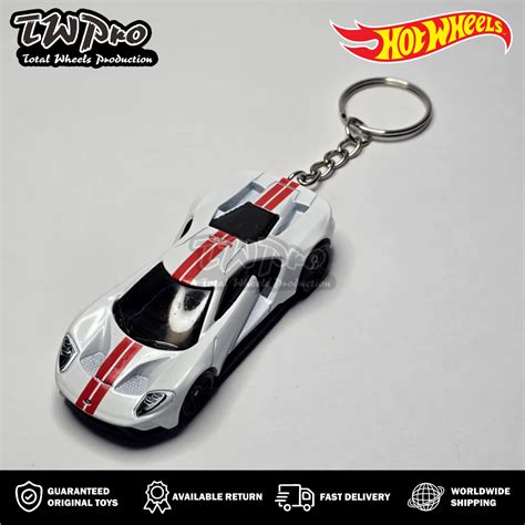 Putih Gantungan Hot Wheels Ford Gt Keychain White White Keyring