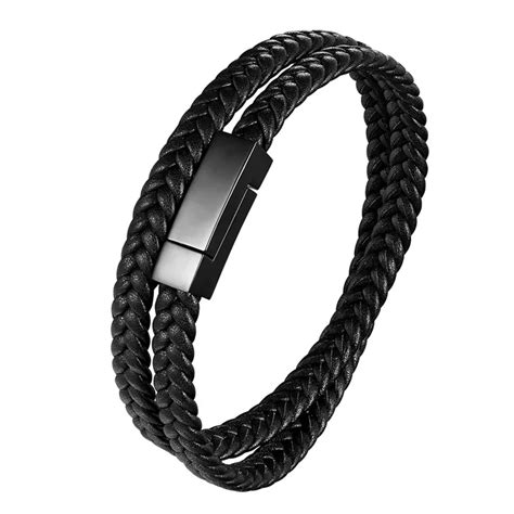 Aliexpress Buy Fashion Genuine Leather Bracelet Men Stainless