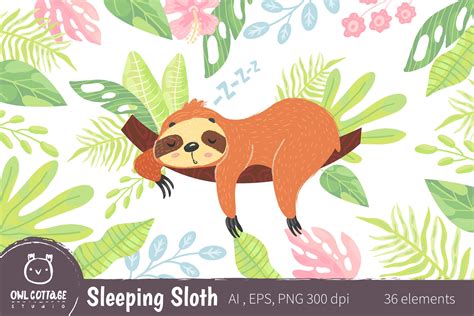 Sleepy Sloth Clipart Collection Vector And Png 313648