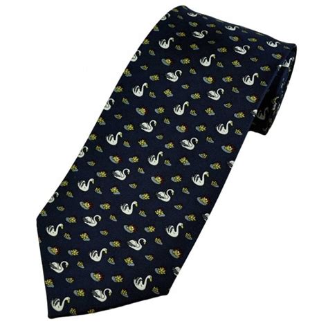 Swans Navy Blue Silk Men S Novelty Tie From Ties Planet Uk