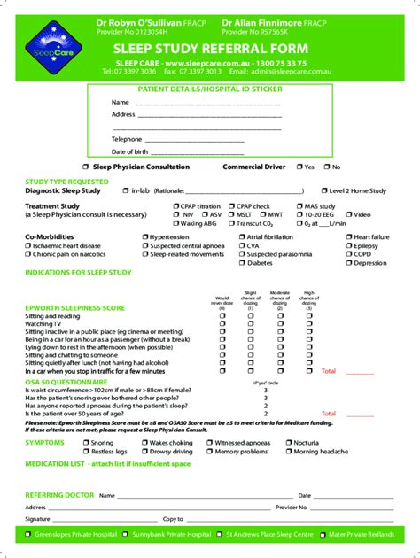 Fillable Online Sleep Study Referral Form Fax Email Print Pdffiller