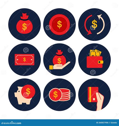 Finance Icon Set Solid Style Vector Illustration Stock Vector