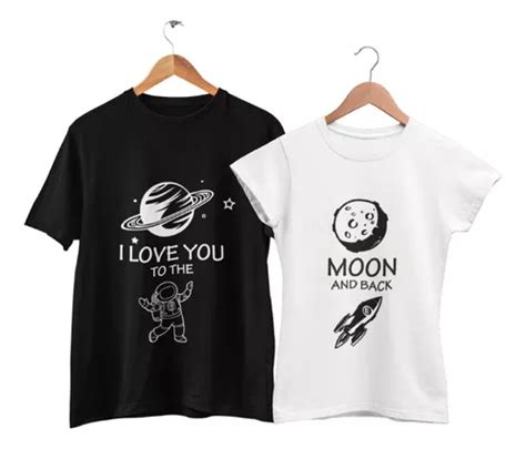 Playeras Pareja Astronautas Dúo Novios Esposos Hasta La Luna Envío gratis