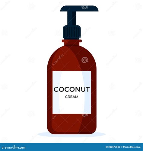 Dark Coconut Cream Dispenser Bottle Isolated On White Background