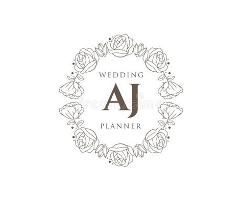 Aj Initials Letter Wedding Monogram Logos Collection Hand Drawn Modern