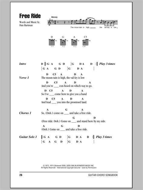 Free Ride by Edgar Winter Group - Guitar Chords/Lyrics - Guitar Instructor