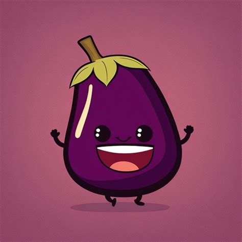 Premium Photo Kawaii Eggplant Funny Vegetables Cartoon Character