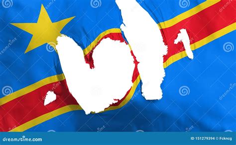 Ragged Democratic Republic Of Congo Kinshasa Flag Stock Illustration