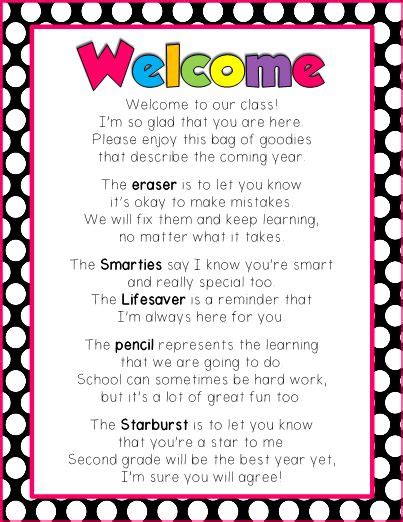 Free First Day Of School Welcome Poem For Second Graders Welcome To