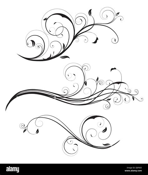 Vector Illustration Set Of Swirling Flourishes Decorative Floral