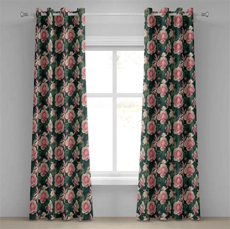 Spring Grommet Curtain Roses Of Garden Blurred Backdrop Close Up Blossoming Romantic Artwork 2