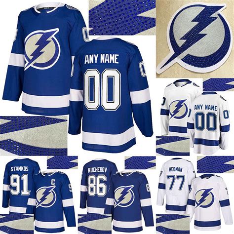 Tampa Bay Lightning Jerseys Hot Drilling 91 Steven Stamkos 86 Nikita ...