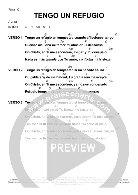 Tengo Un Refugio I Have A Shelter Chords Pdf Sovereign Grace