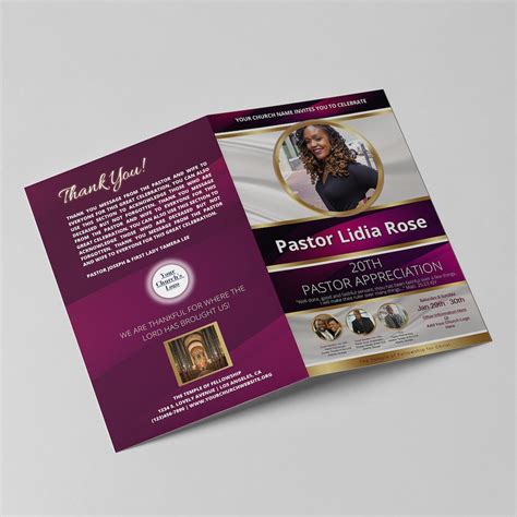 Pastor Appreciation Program Template Burgundy White Gold - Etsy