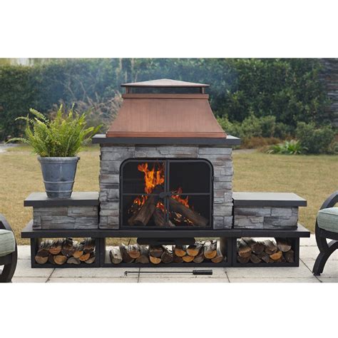 Sunjoy Connan Steel Wood Outdoor Fireplace And Reviews Wayfair