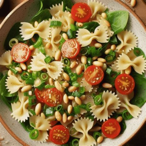 B Rlauch Nudelsalat Mit Tomaten Pinienkernen Und Fr Hlingzwiebel