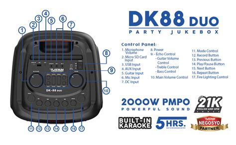 Platinum Dk Duo Party Jukebox Built In Karaoke Speaker With