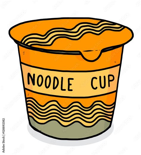 Instant Noodle Cup Package Cartoon Vector And Illustration Hand