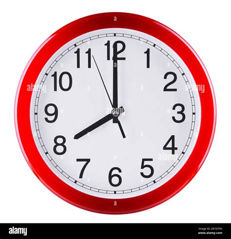 Wall Clock Isolated On White Background Eight Oclock Stock Photo Alamy