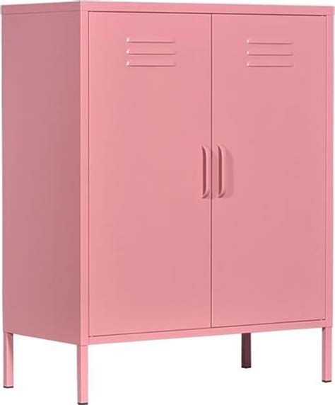 MaximaVida Metalen Lockerkast Finn 80 X 40 X 102 Cm Oud Roze 2