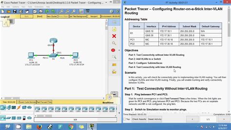 6336 Packet Tracer Configuring Router On A Stick Inter Vlan Routing Youtube