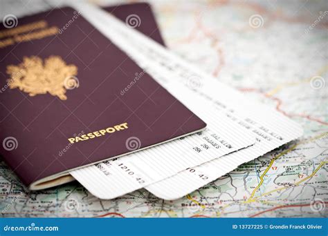 Passport And Tickets On Map Stock Image Image Of Official Ticket