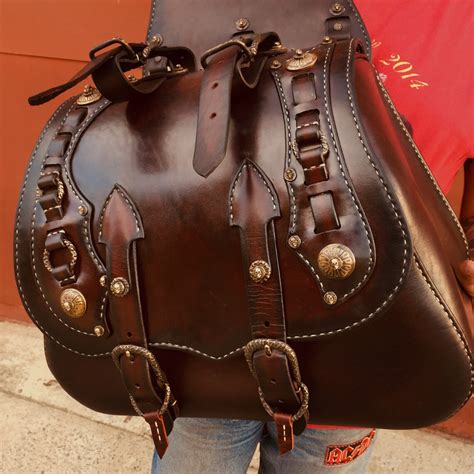 Harley Davidson Brown Leather Saddle Bags Handmade Leather Etsy