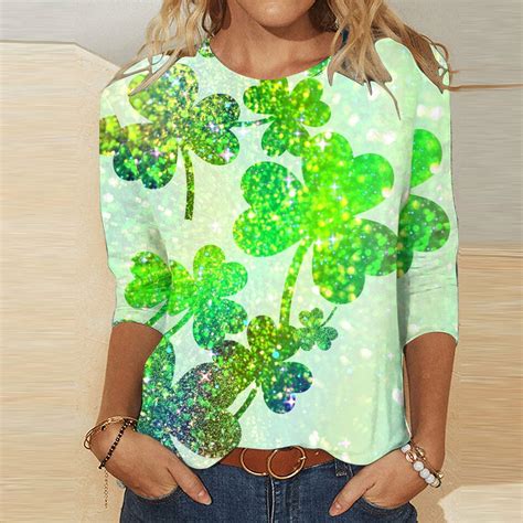 Selone St Patricks Day Plus Size Womens Tops 3 4 Sleeves Going Out Tops