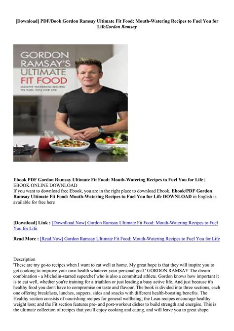 Download Book Gordon Ramsay Ultimate Fit Food Mouth Watering Recipes