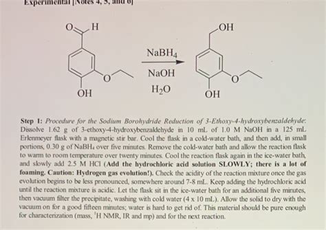 Solved Experimental Notes H Nabh Naoh Oh H O Oh Step Chegg