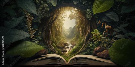 Open book with green nature. illustration. environment concept. Nature ...