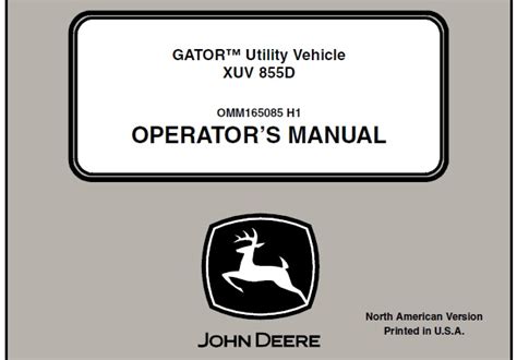 John Deere XUV 855D Gator Utility Vehicle Operator’s Manual