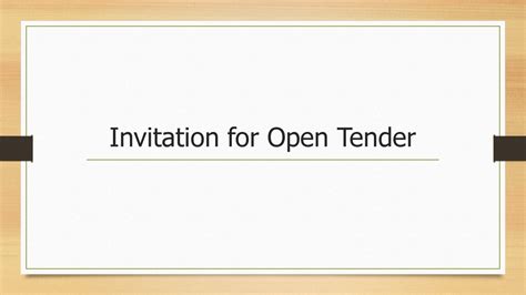 Invitation For Open Tender