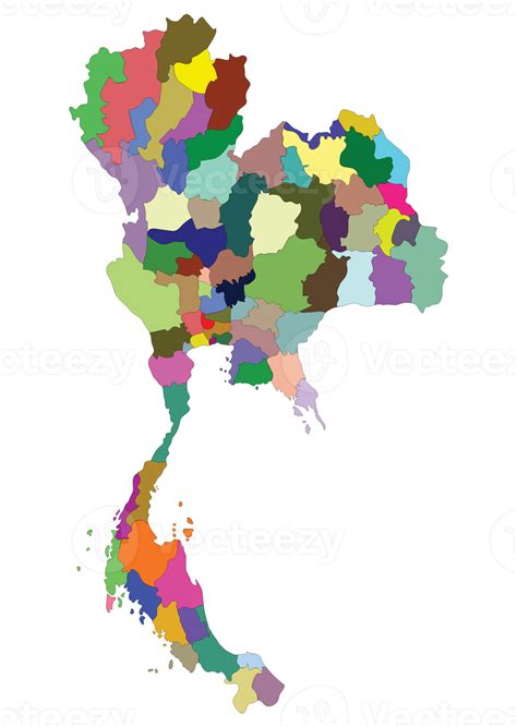 Thailand map. Asia map with divisions regions and capital Bangkok ...